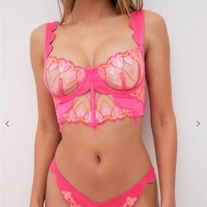 Brand New For Love & Lemons Graphic Hearts Bustier (Sz M)